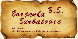 Borjanka Šurbatović vizit kartica